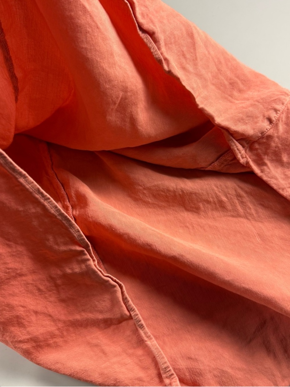 Zara Linen Blend Cutout Midi Dress Peach Coral Puff Sleeve XS - Picture 10 of 11